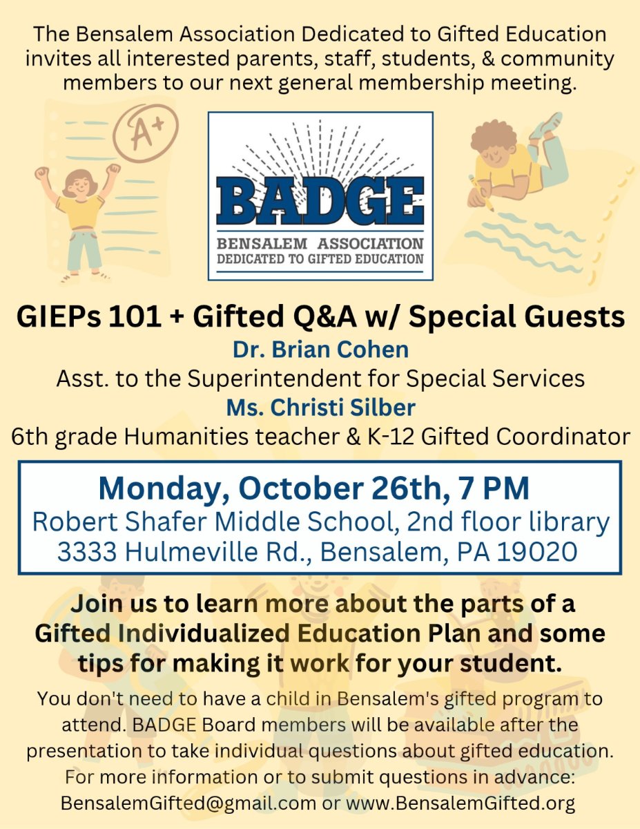 Decorative ad for BADGE Meeting on October 26 at 7 PM